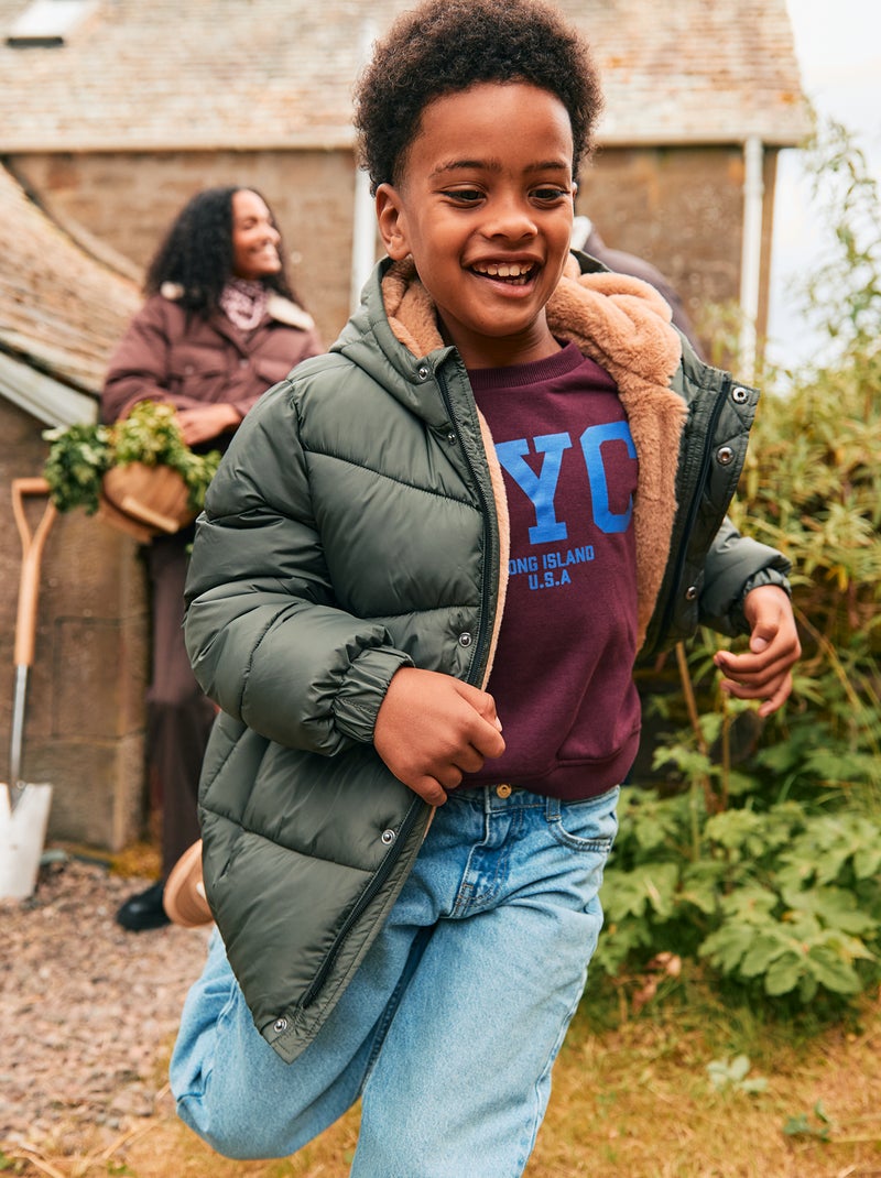 Piumino idrorepellente con cappuccio trapuntato Verde - Kiabi