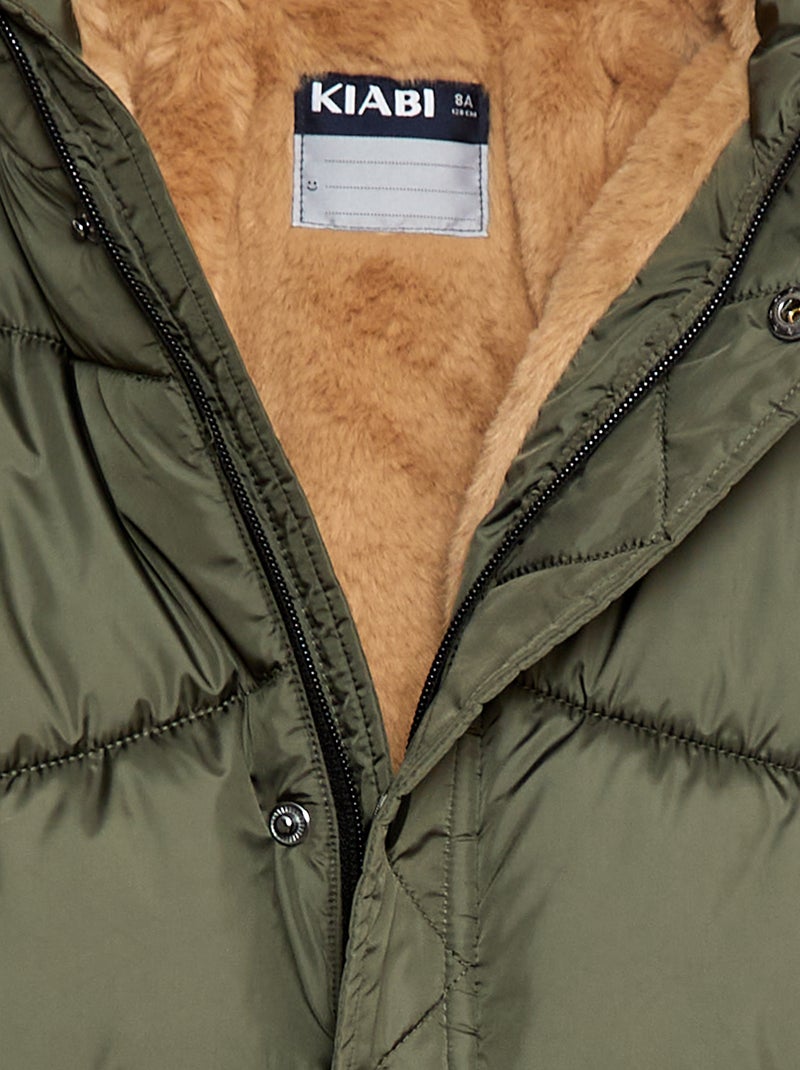 Piumino idrorepellente con cappuccio trapuntato Verde - Kiabi