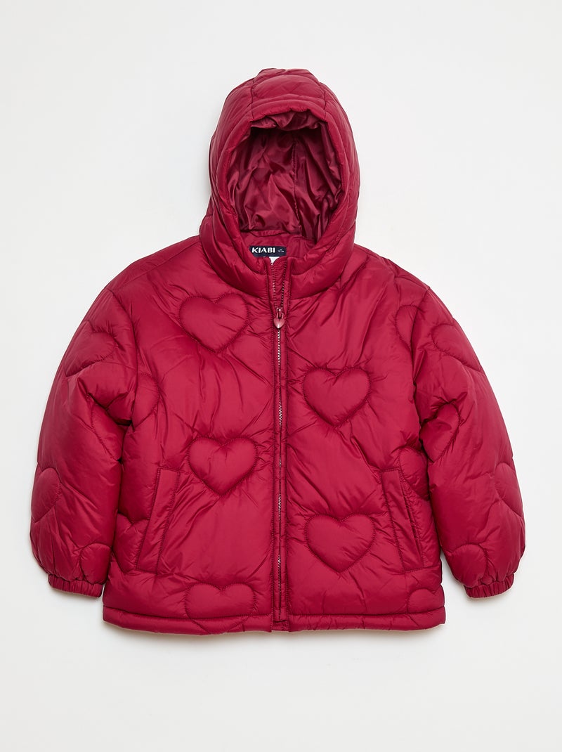 Piumino idrorepellente trapuntato 'cuore' Rosso Bambina