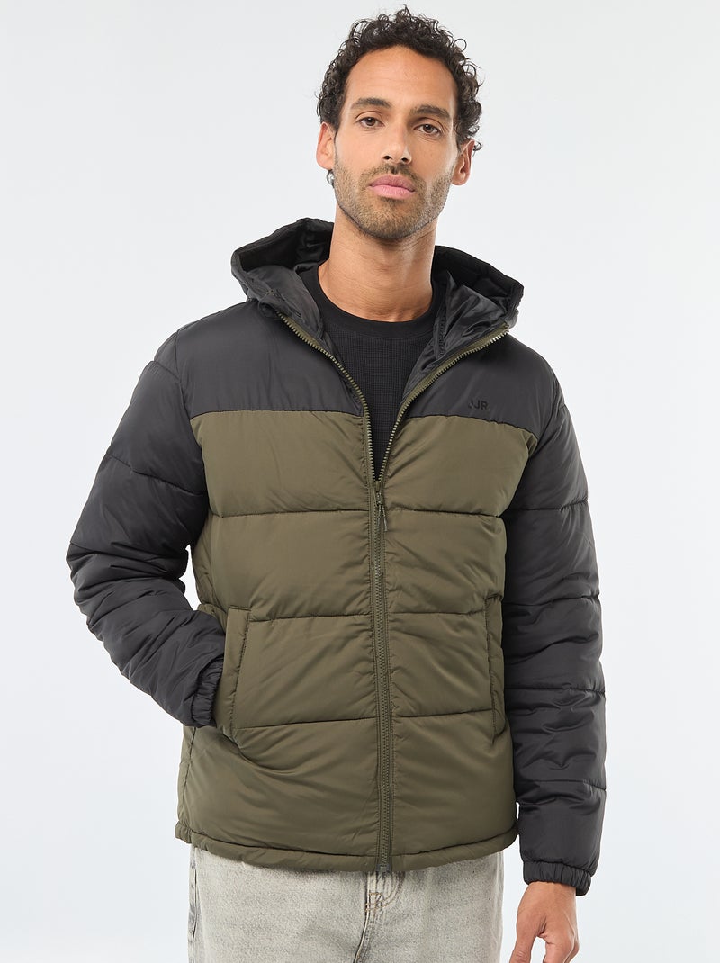 Piumino lungo imbottito in tessuto ripstopdark moss green grid da Uomo | IT