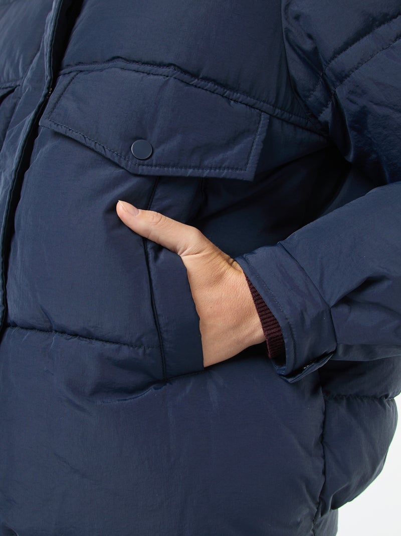 Piumino imbottito con collo effetto montone Blu - Kiabi