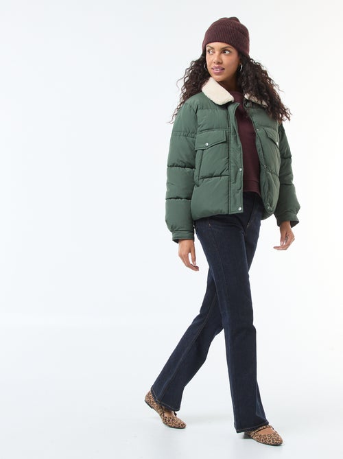 Piumino imbottito con collo effetto montone - Kiabi