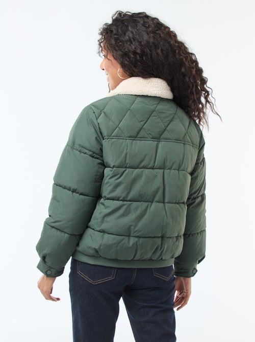 Piumino imbottito con collo effetto montone - Kiabi