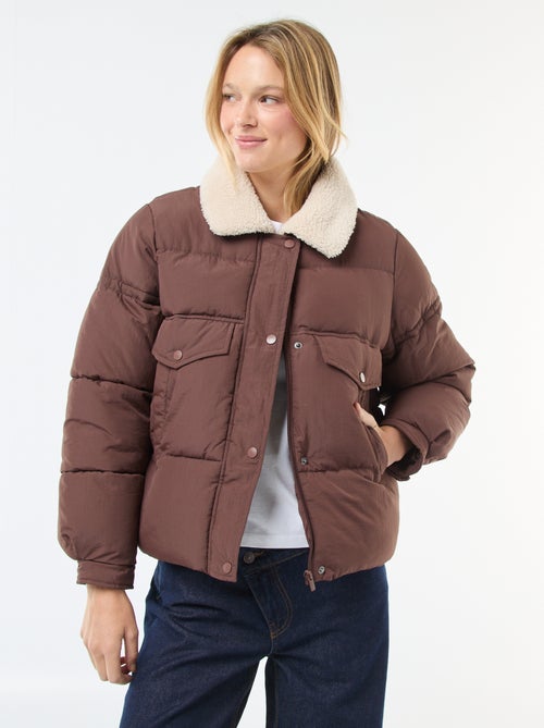 Piumino imbottito con collo effetto montone - Kiabi