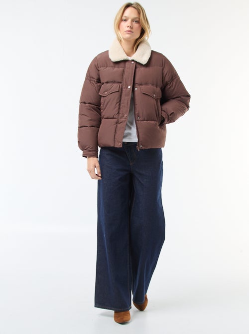 Piumino imbottito con collo effetto montone - Kiabi