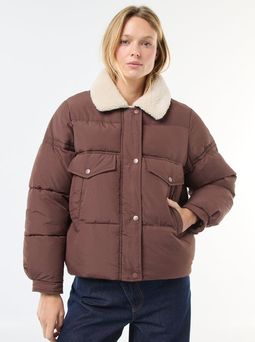 Piumino imbottito con collo effetto montone - Kiabi