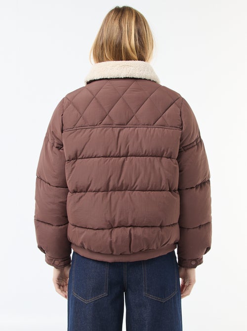 Piumino imbottito con collo effetto montone - Kiabi