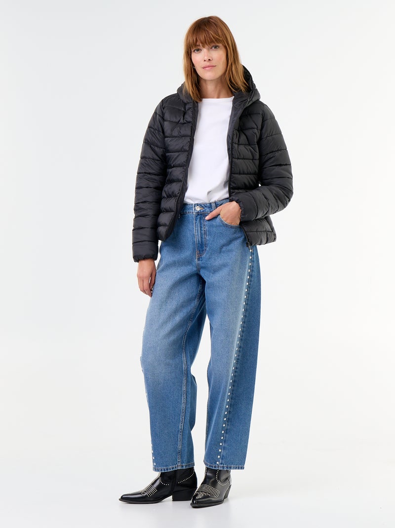 Piumino imbottito leggero con cappuccio Nero - Kiabi