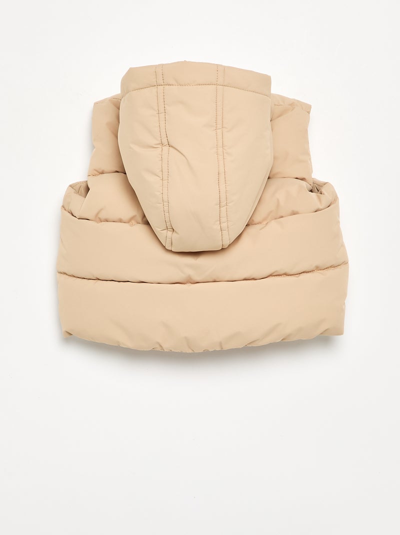 Piumino imbottito senza maniche con cappuccio Beige - Kiabi