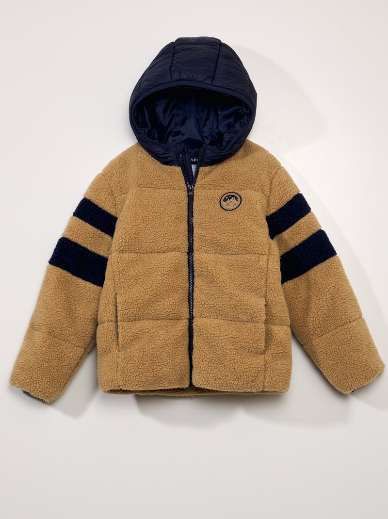 Piumino in due materiali con effetto montone BEIGE - Kiabi