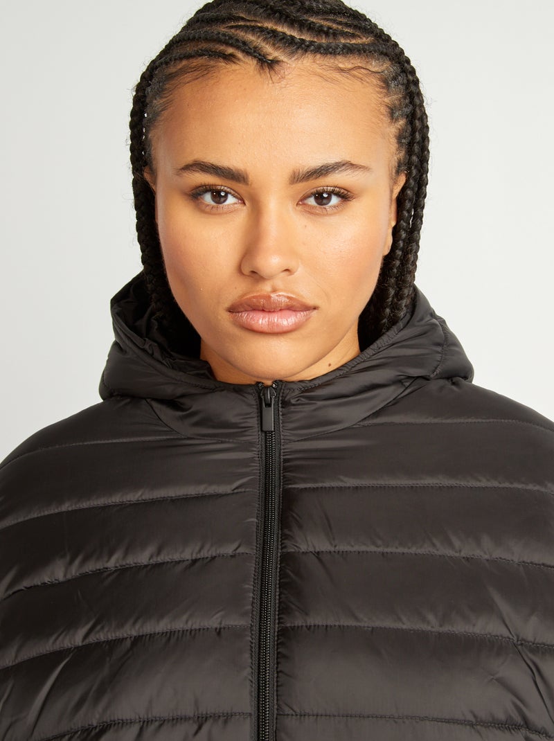 Piumino leggero con cappuccio nero - Kiabi