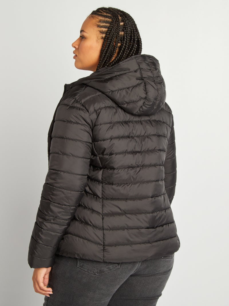 Piumino leggero con cappuccio nero - Kiabi