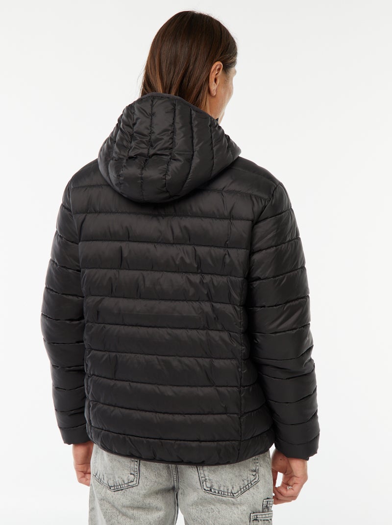 Piumino leggero con cappuccio nero - Kiabi