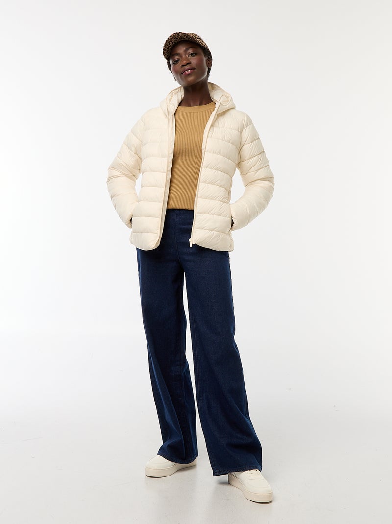 Piumino leggero con cappuccio tinta unita Bianco - Kiabi