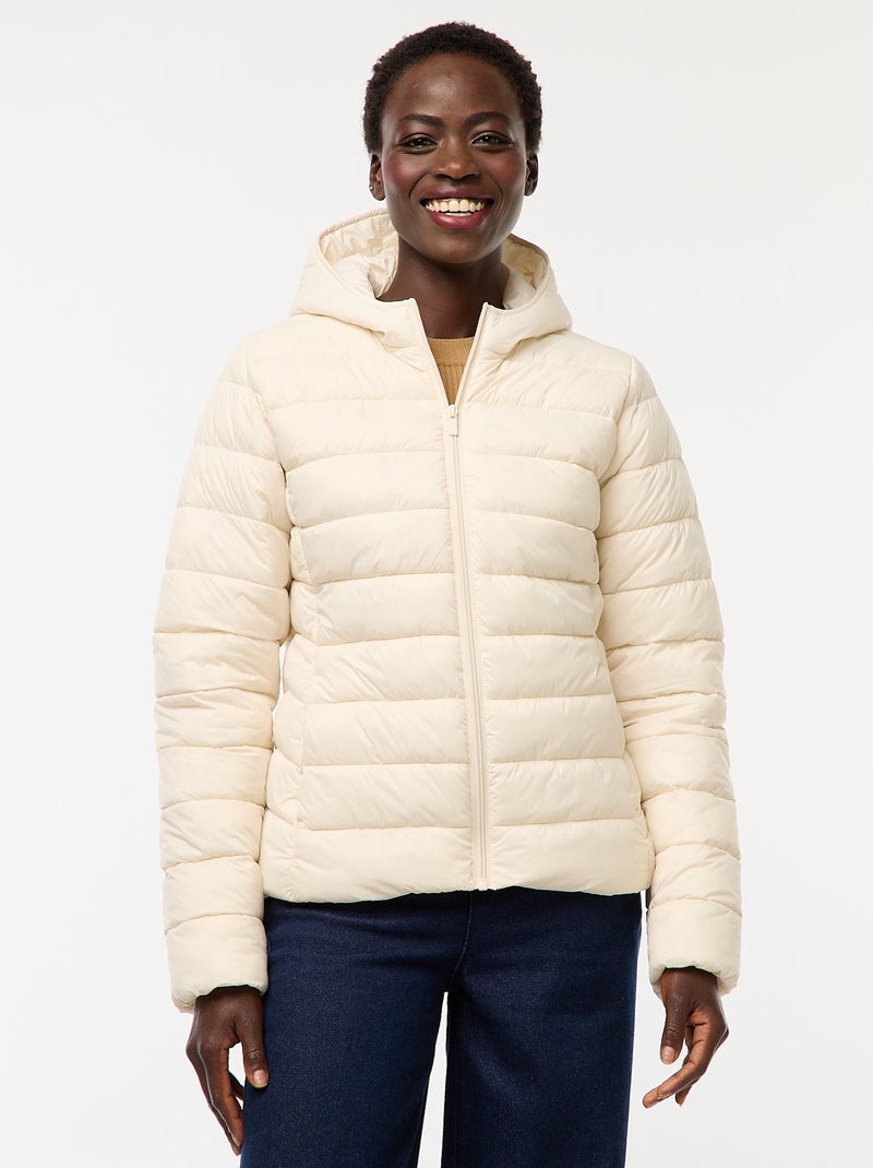 Piumino leggero con cappuccio tinta unita Bianco - Kiabi