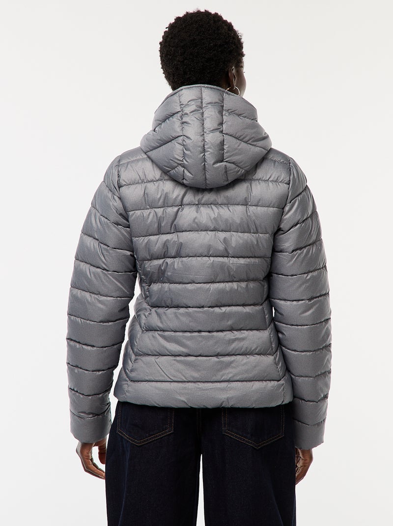 Piumino leggero con cappuccio tinta unita Grigio - Kiabi