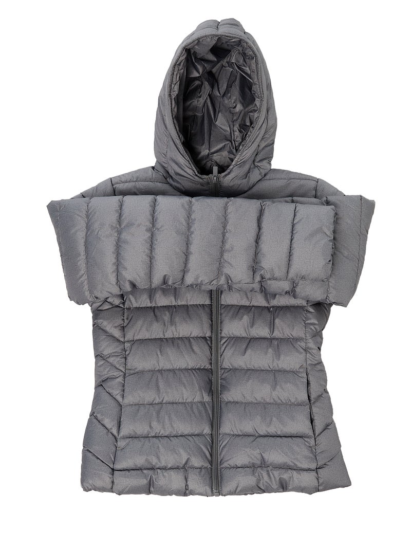 Piumino leggero con cappuccio tinta unita Grigio - Kiabi