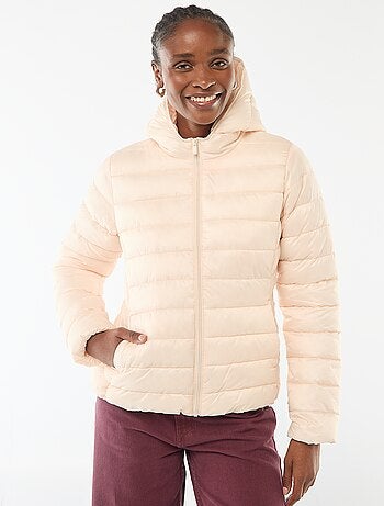 Piumino leggero con cappuccio tinta unita