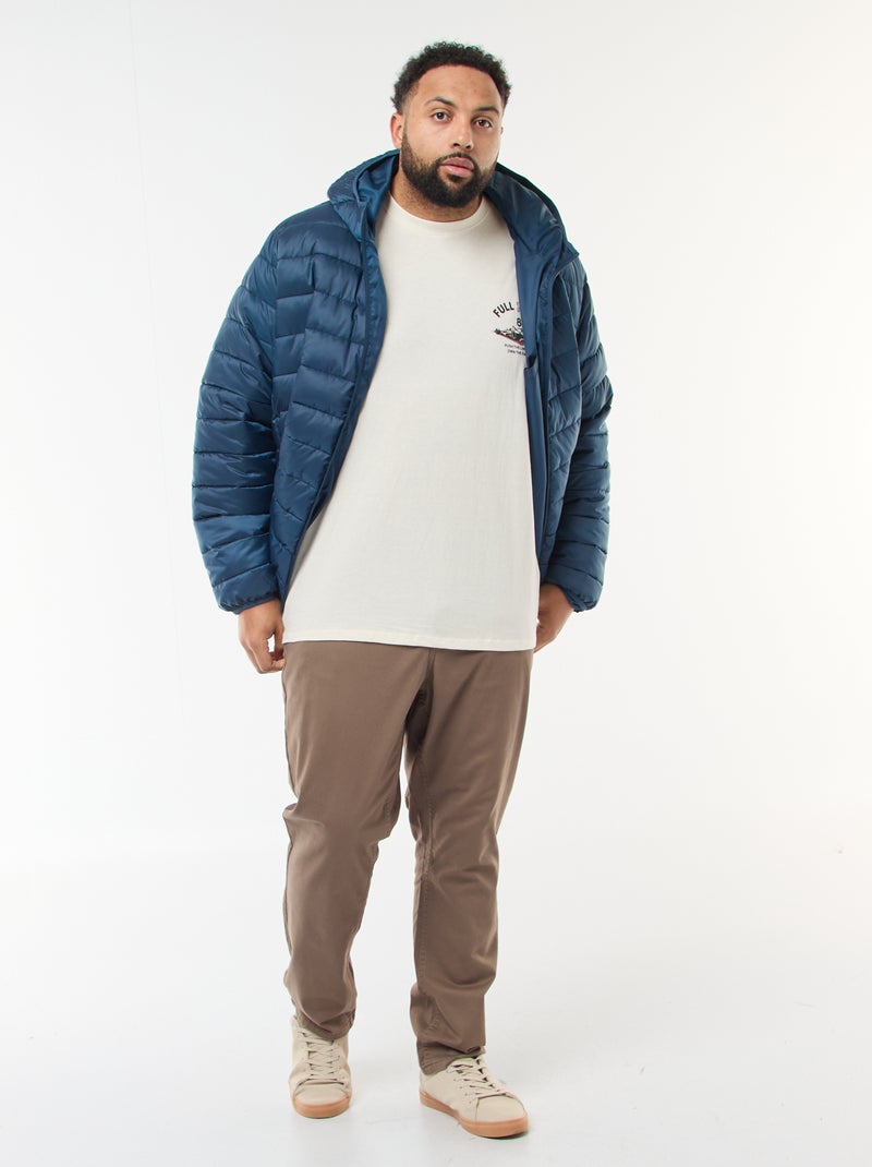 Piumino leggero trapuntato con cappuccio Blu - Kiabi