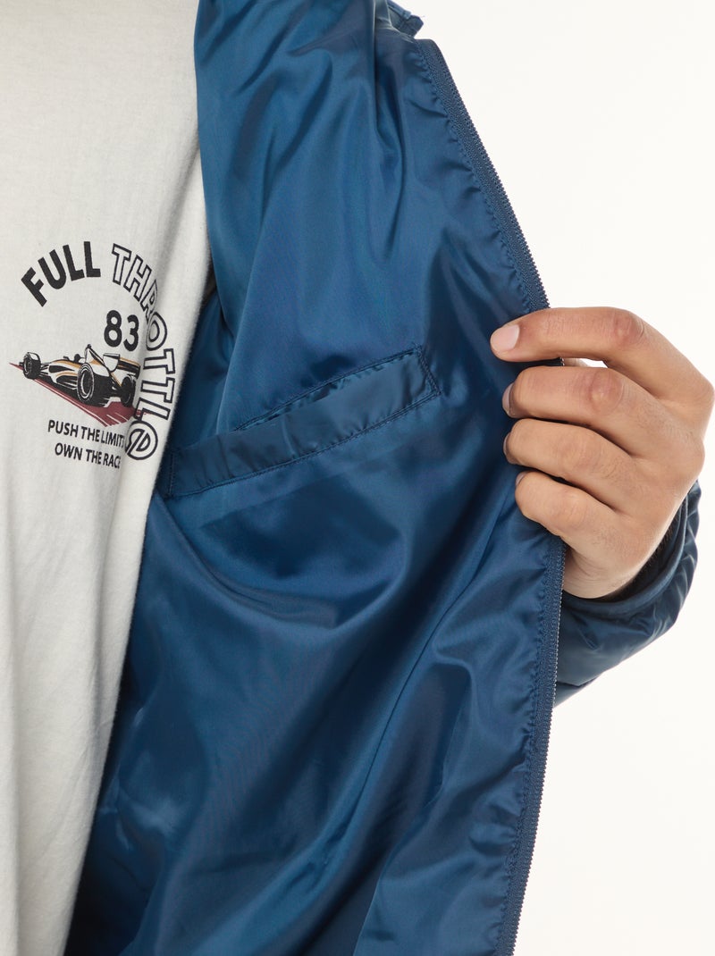 Piumino leggero trapuntato con cappuccio Blu - Kiabi