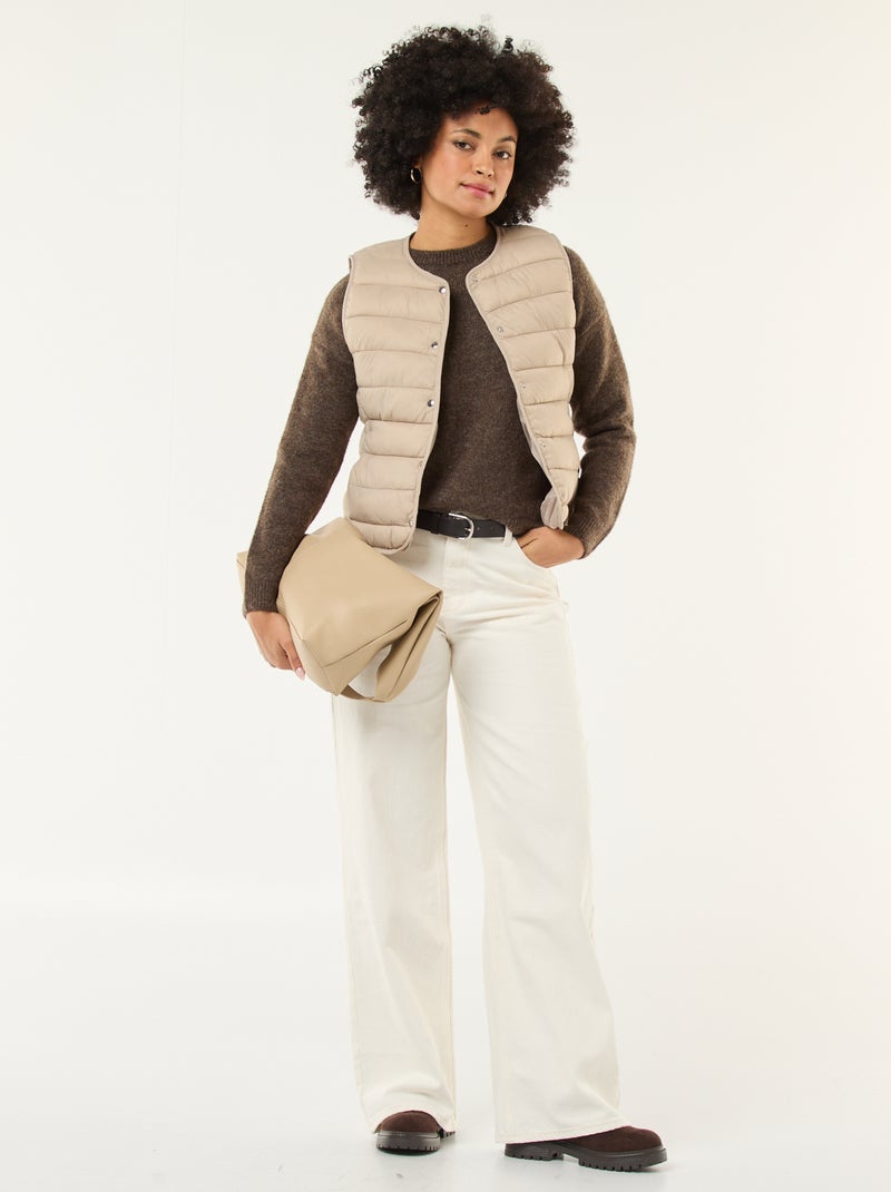 Piumino leggero trapuntato senza maniche Beige - Kiabi