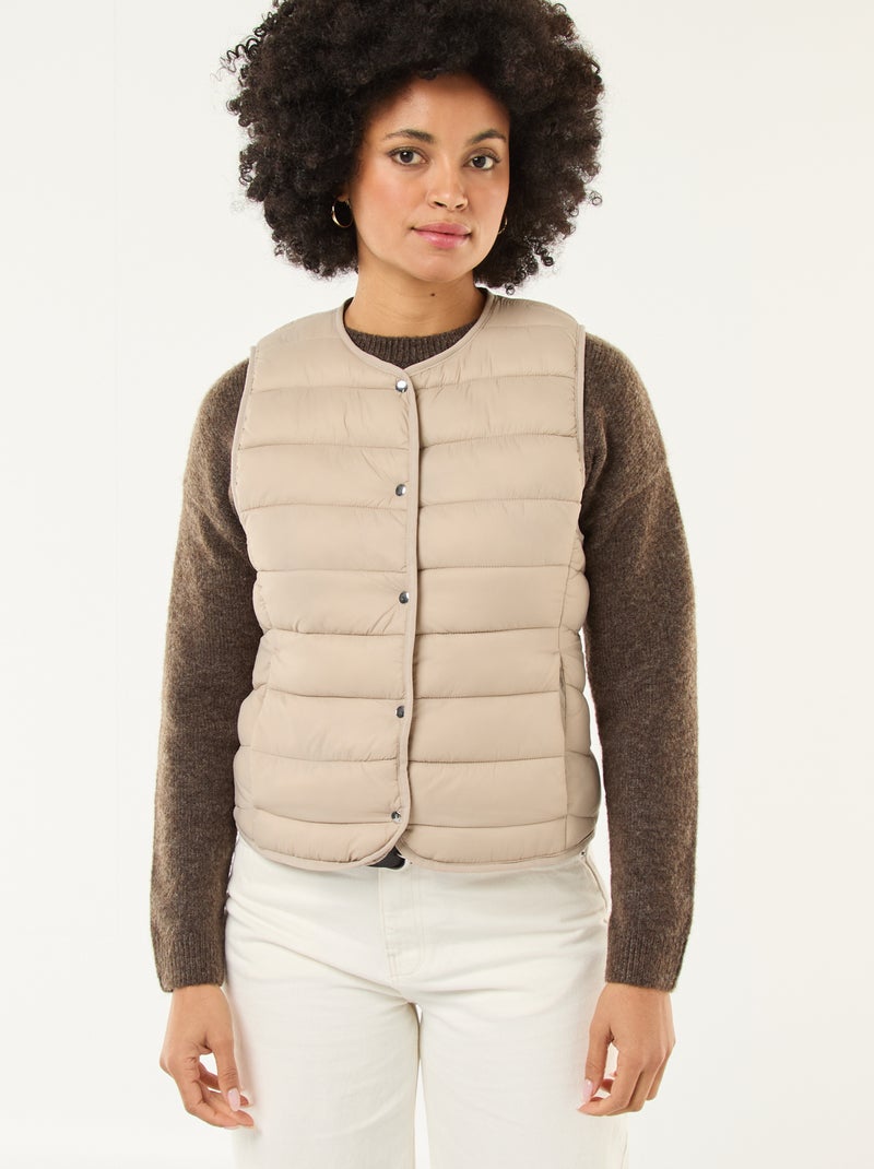 Piumino leggero trapuntato senza maniche Beige - Kiabi