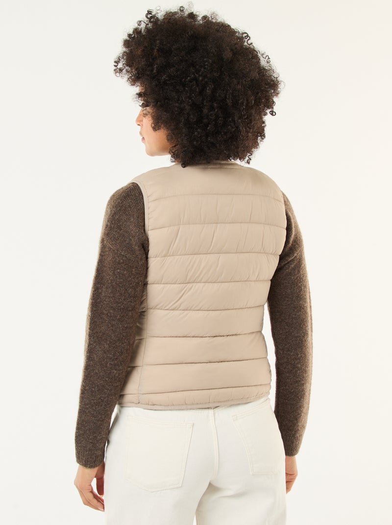 Piumino leggero trapuntato senza maniche Beige - Kiabi