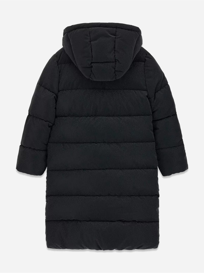 Piumino lungo con cappuccio - guess kids Nero - Kiabi