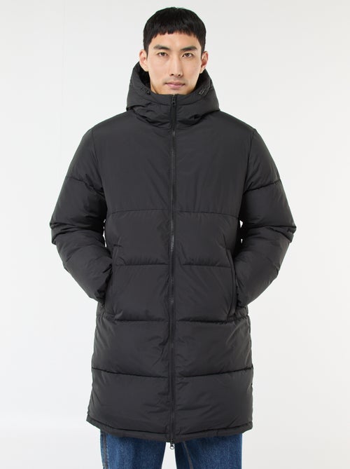 Piumino lungo con cappuccio tinta unita - Kiabi