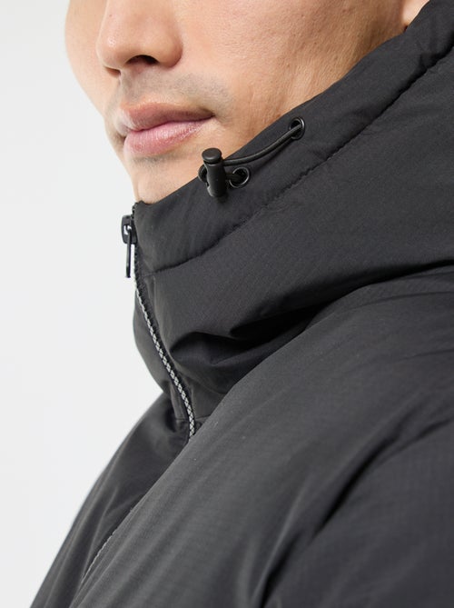 Piumino lungo con cappuccio tinta unita - Kiabi