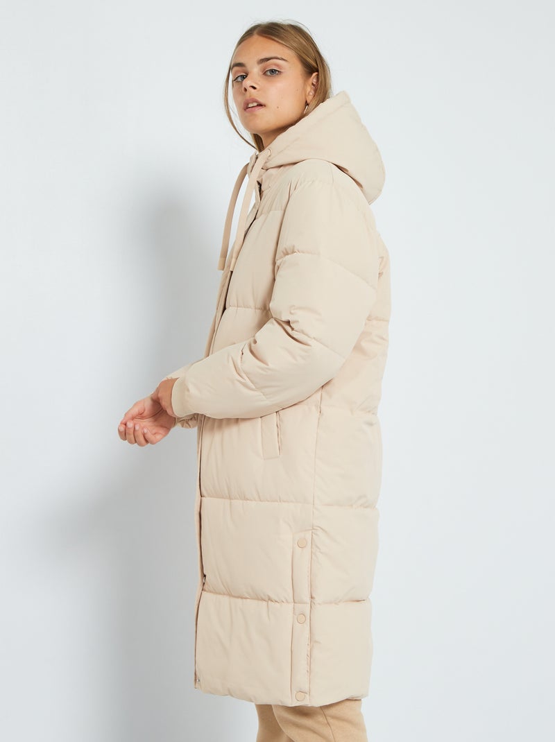 Piumino lungo trapuntato BEIGE - Kiabi