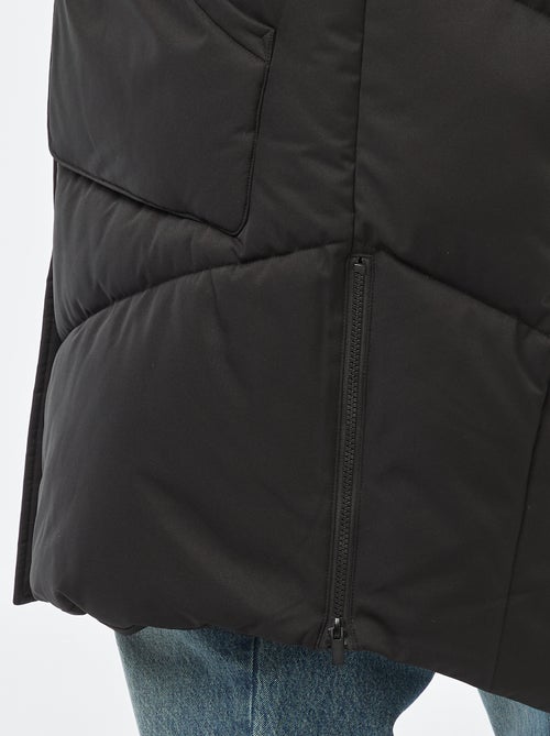 Piumino lungo trapuntato con cappuccio e tasche foderate in pile - Kiabi