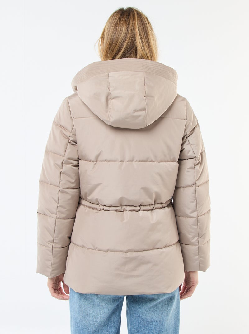 Piumino midi imbottito con cappuccio Beige - Kiabi