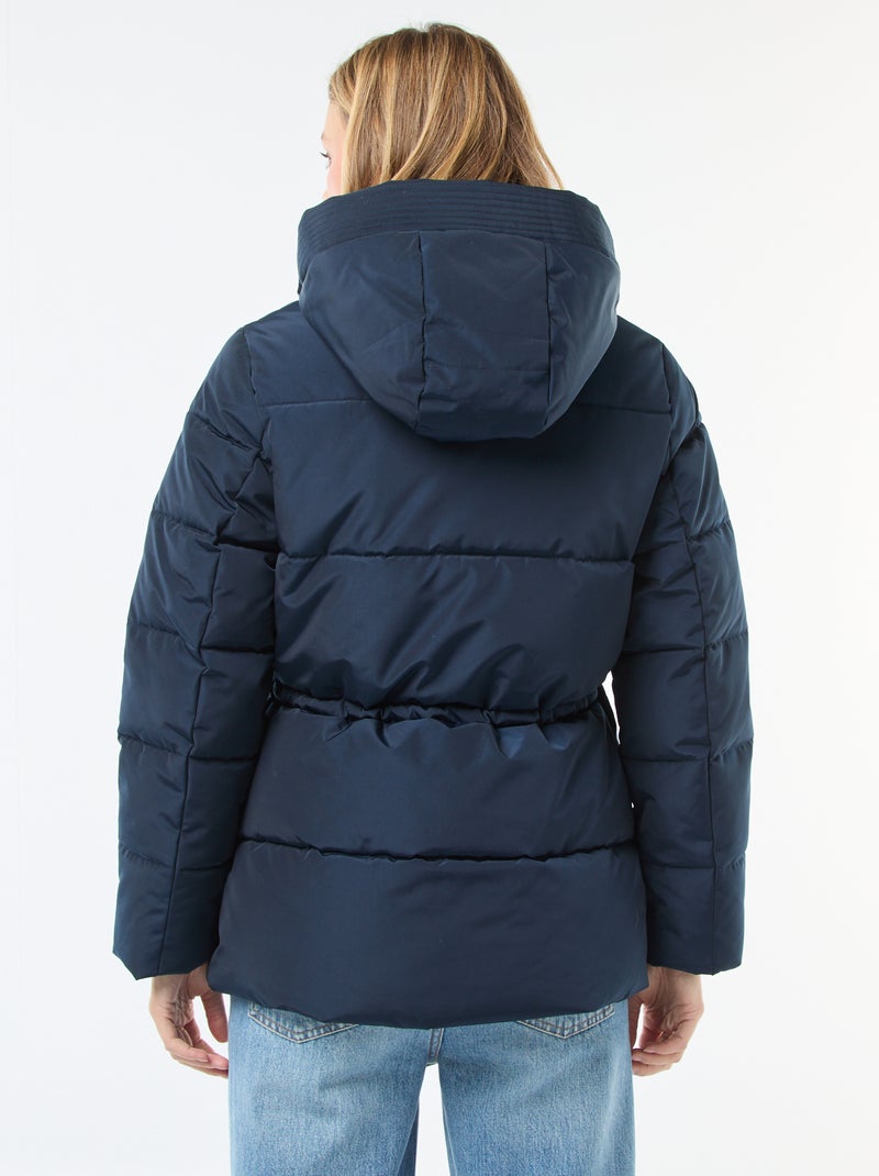 Piumino midi imbottito con cappuccio Blu - Kiabi