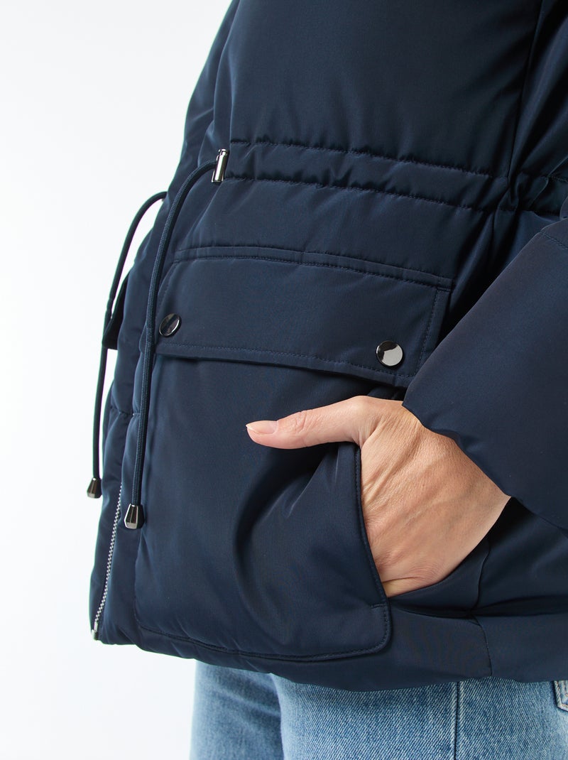 Piumino midi imbottito con cappuccio Blu - Kiabi