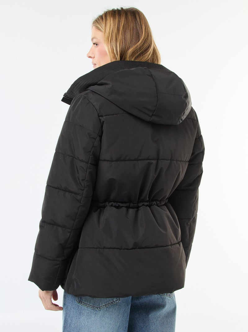 Piumino midi trapuntato con cappuccio Nero - Kiabi