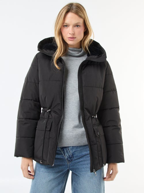 Piumino midi trapuntato con cappuccio - Kiabi