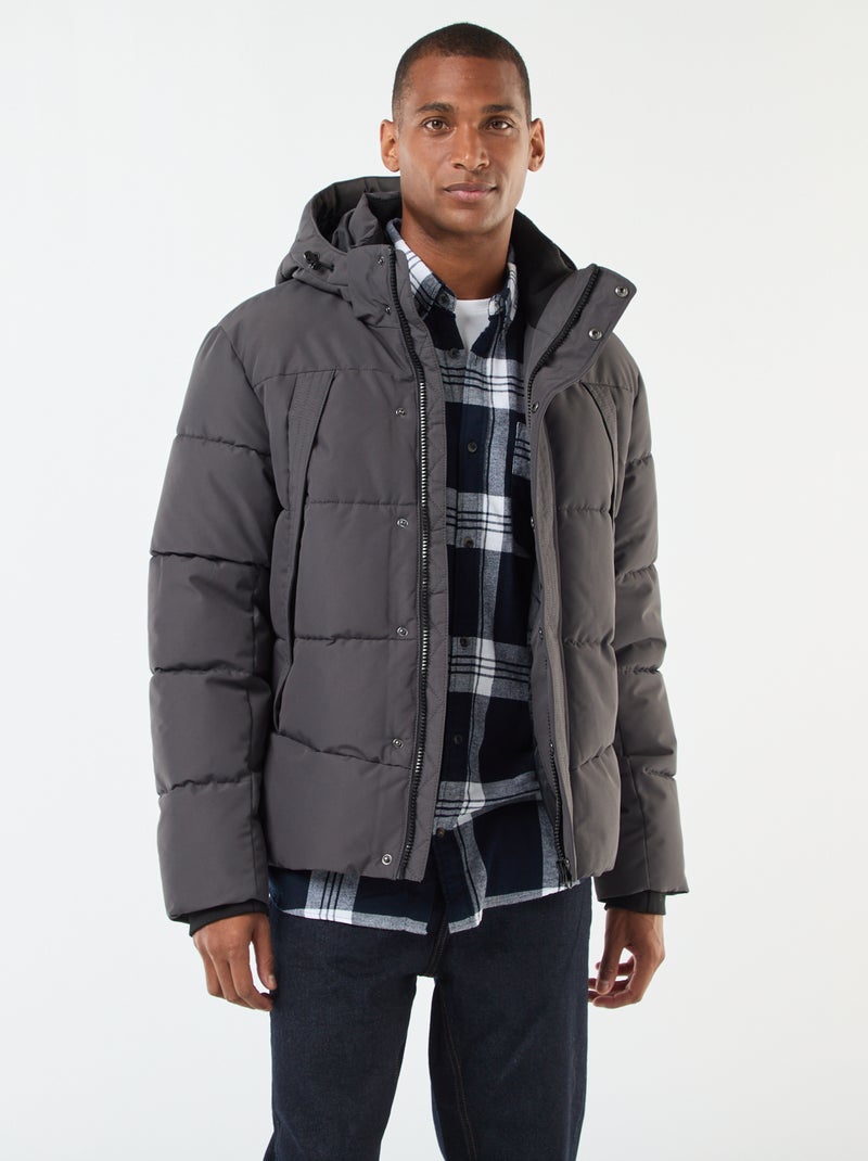 Piumino pesante con cappuccio zippato Grigio - Kiabi