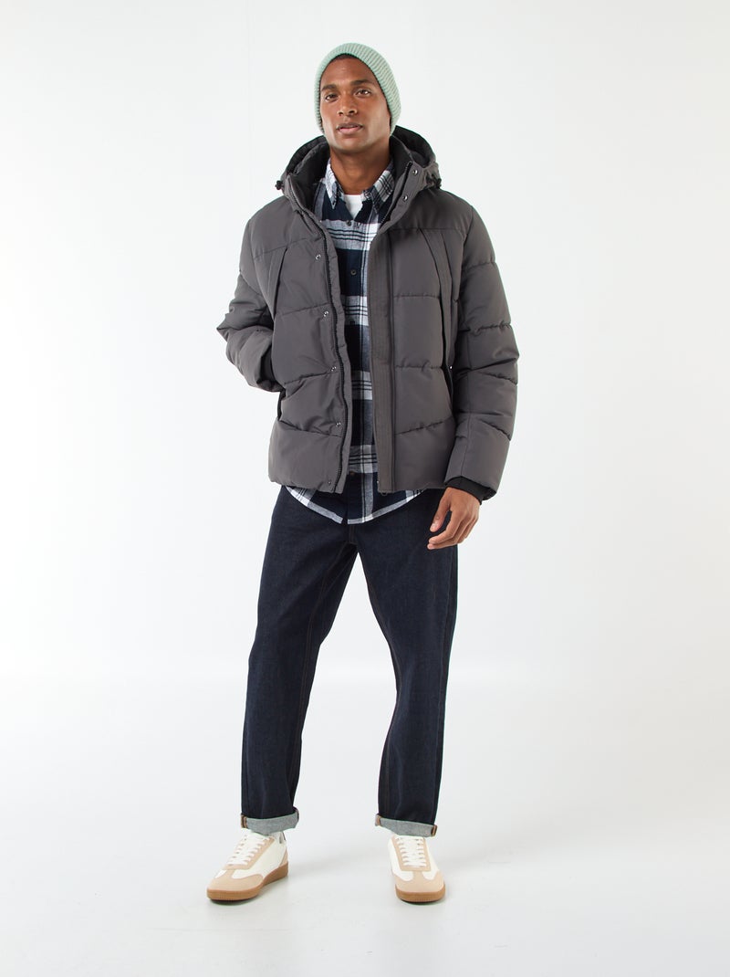 Piumino pesante con cappuccio zippato Grigio - Kiabi