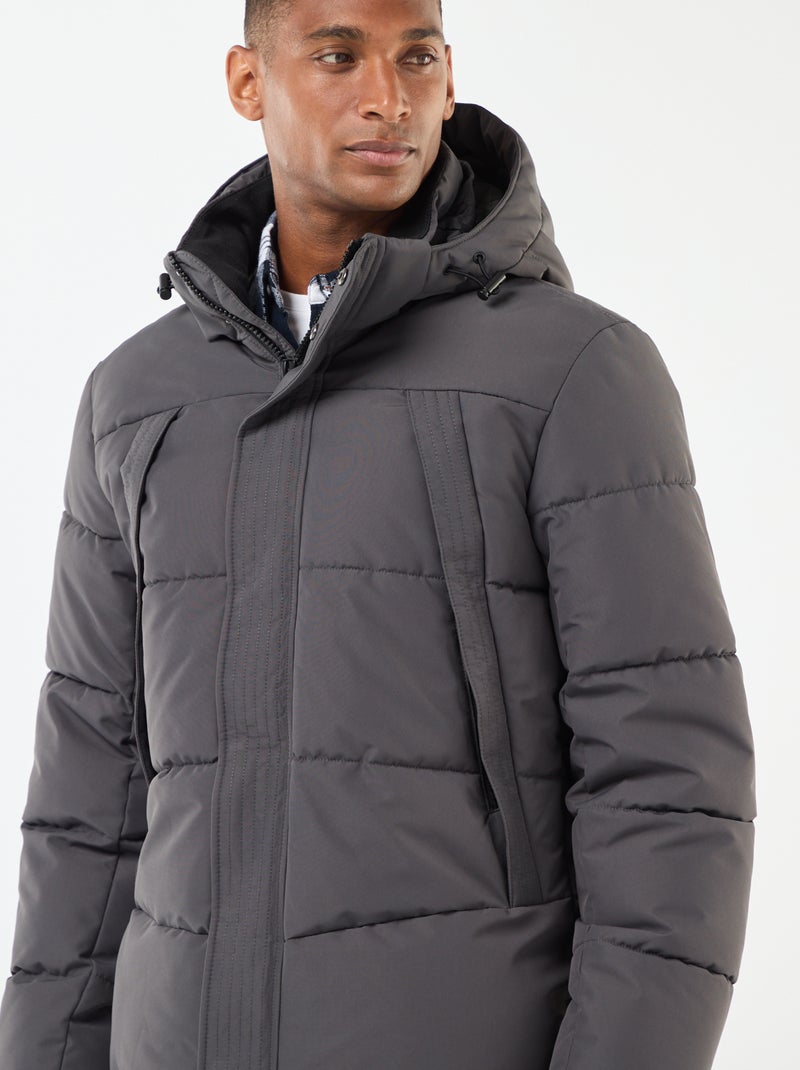 Piumino pesante con cappuccio zippato Grigio - Kiabi