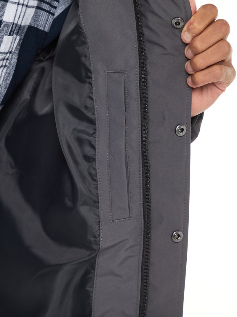 Piumino pesante con cappuccio zippato Grigio - Kiabi