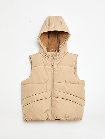 Piumino smanicato con cappuccio