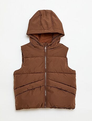 Piumino smanicato con cappuccio