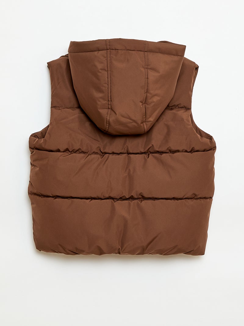 Piumino smanicato con cappuccio Marrone - Kiabi
