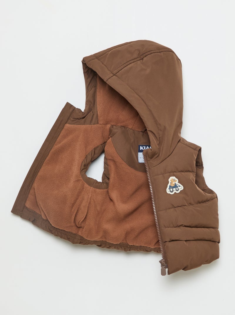 Piumino smanicato con cappuccio trapuntato Beige - Kiabi