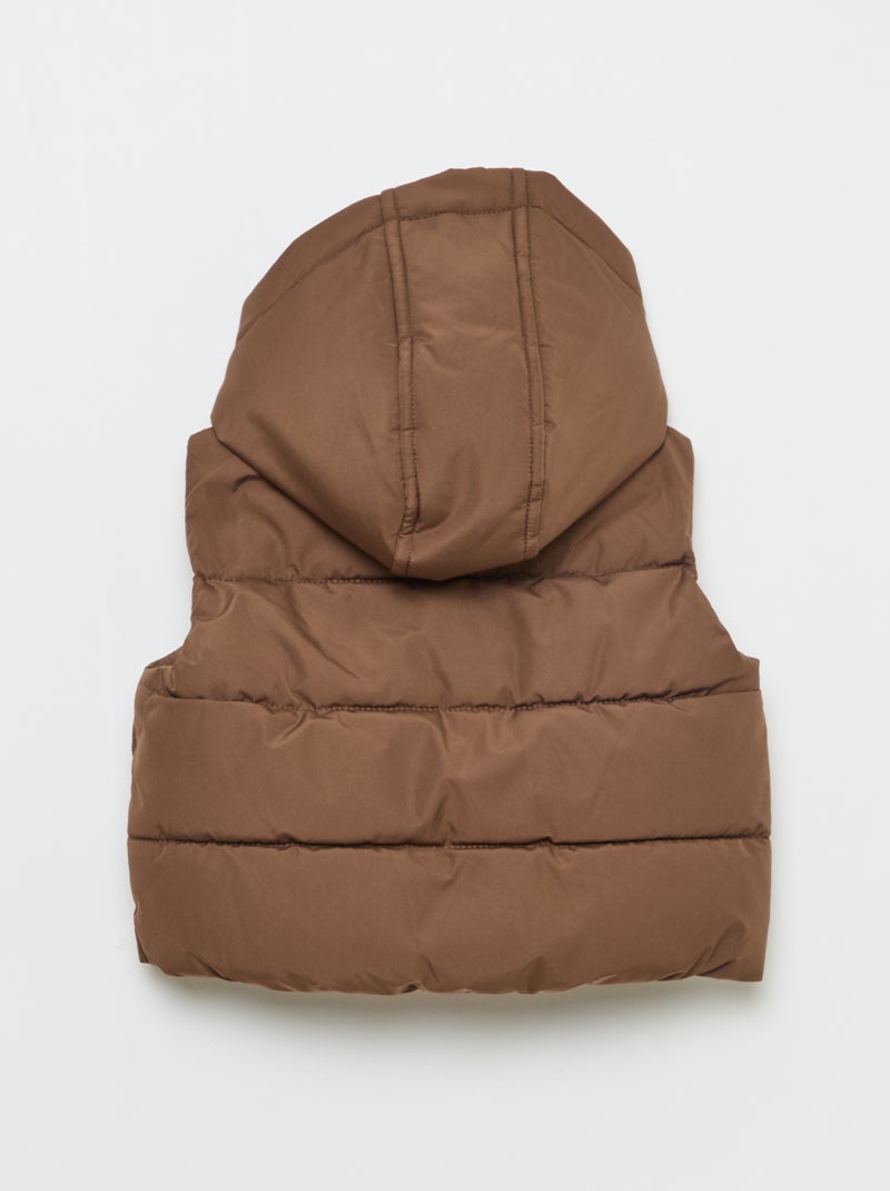 Piumino smanicato con cappuccio trapuntato Beige - Kiabi