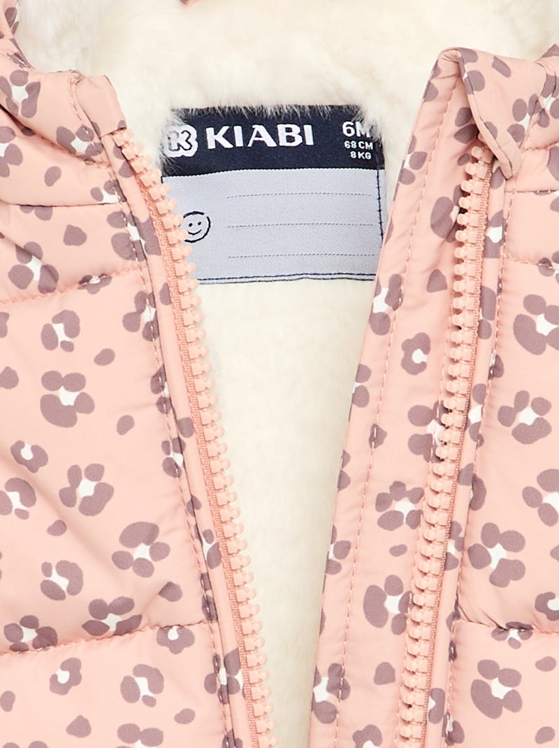 Piumino stampato con cappuccio senza maniche Arancione - Kiabi