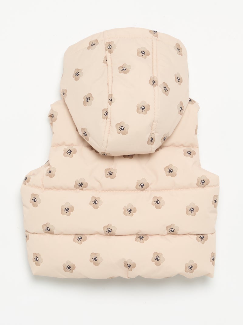 Piumino stampato con cappuccio senza maniche Beige - Kiabi
