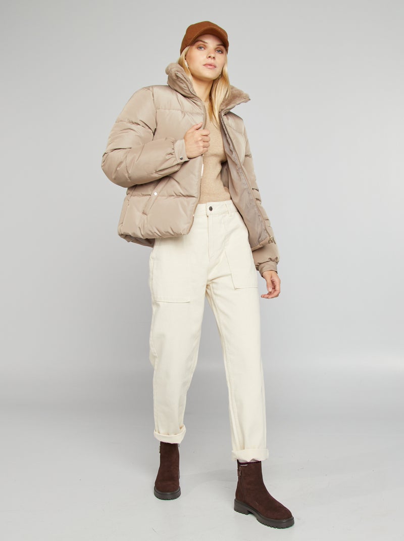 Piumino trapuntato a collo alto BEIGE - Kiabi