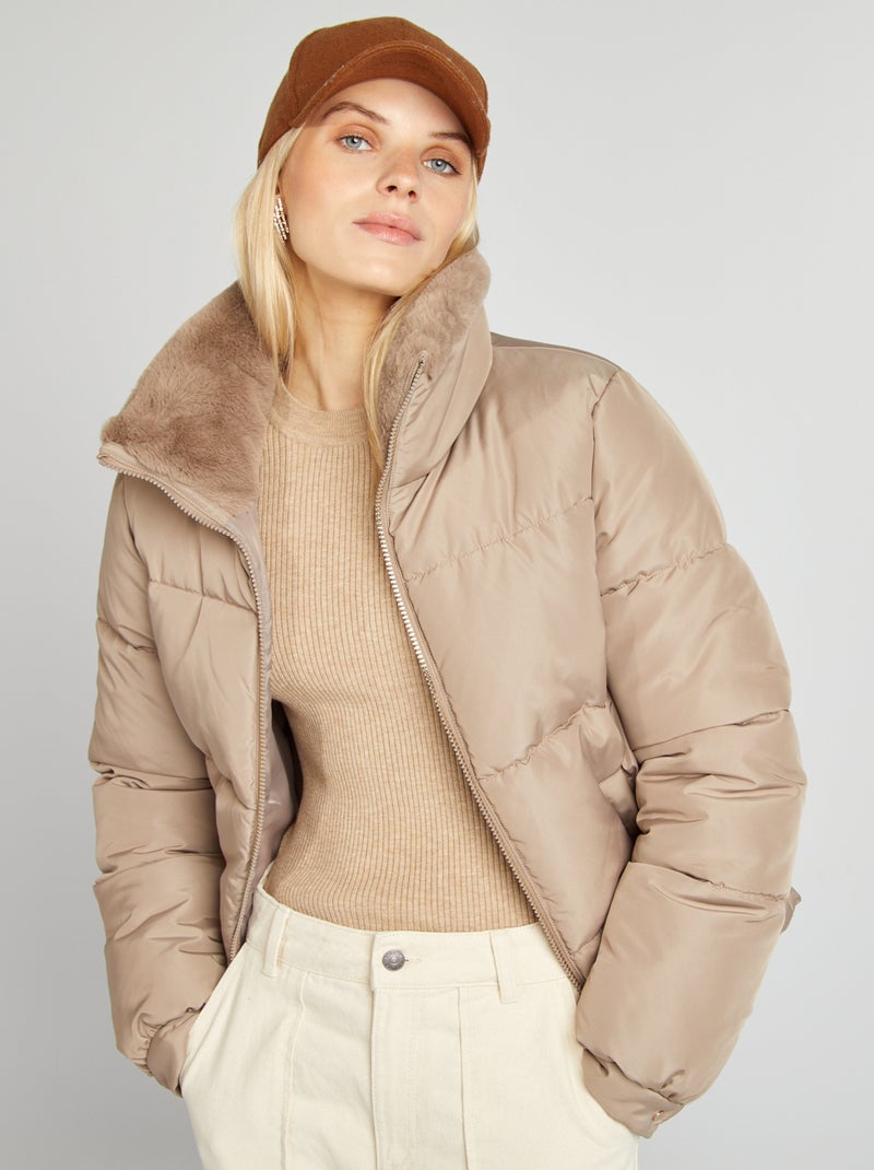 Piumino trapuntato a collo alto BEIGE - Kiabi